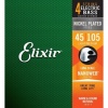 Elixir 14077 NANOWEB Комплект струн для бас-гитары, никелированные, Medium, 45-105